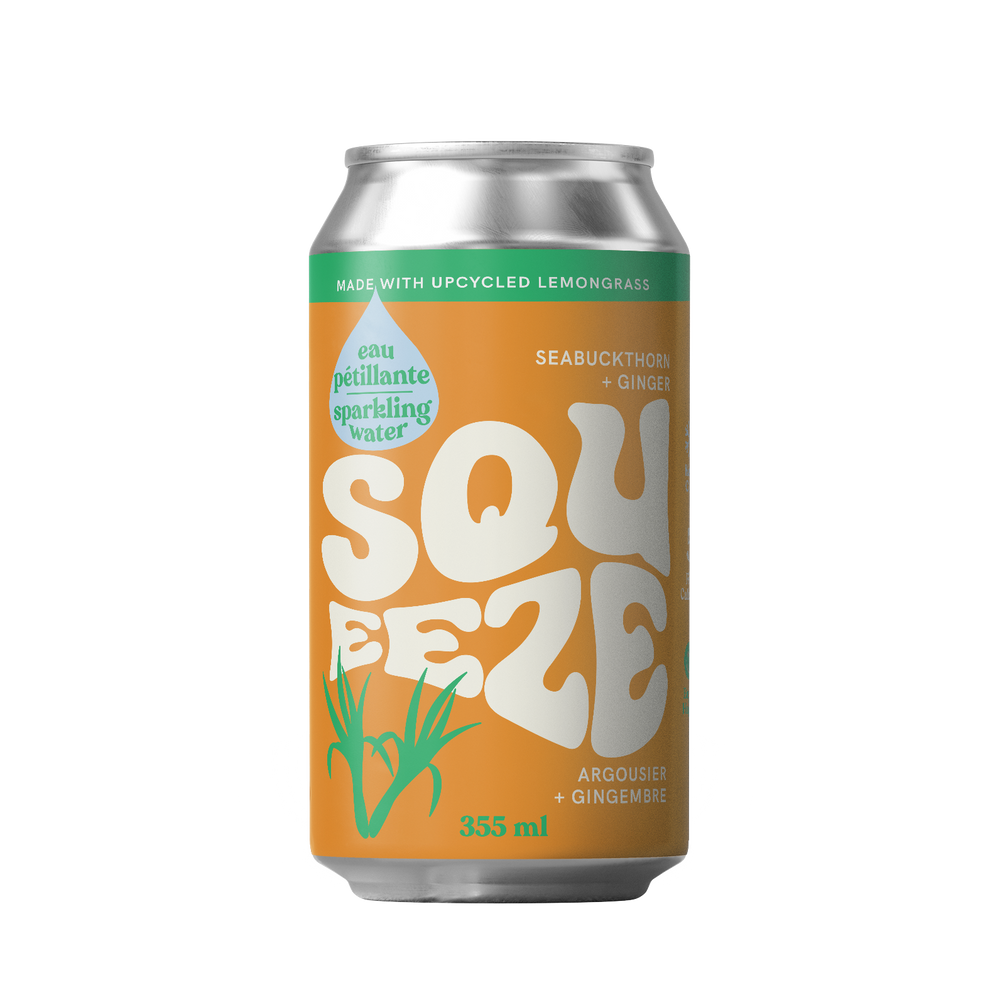 Squeeze Sparkling Water: Seabuckthorn + Ginger - Case of 6